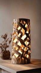 Wooden eco lamp with fabric shade
