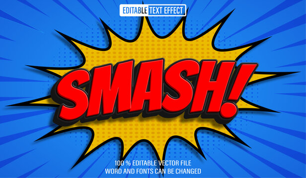 Editable 3d text style effect - Smash Comic Cartoon text effect Template