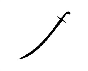 Fototapeta premium Islamic arabic sword silhouette vector illustration on white background