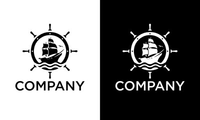 Vector sailing boat yacht logo vector illustration isolated on white. Yacht club logotype