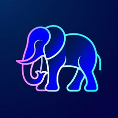 Obraz premium Elephant Line Art on Blue Background
