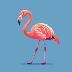 Fototapeta premium Flamingo Logo on Blue Background
