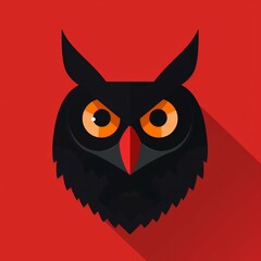 Flat Owl Logo Red Background