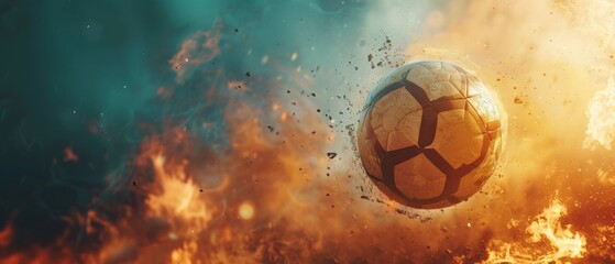 Focused Soccer Ball Dramatic Spotlight Banner