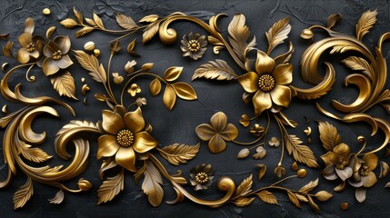 Golden Floral Vintage Frame
