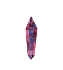 Crystal purple, gemstone, painted with watercolor paints, realistic, geology, mineral

