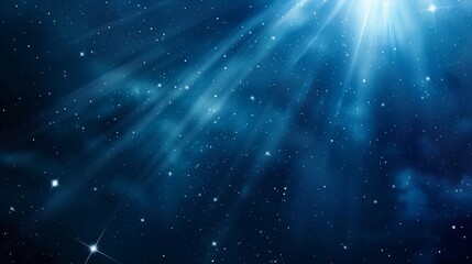 Starry skies backdrop in space with bright stars and light rays for cosmic inspiration