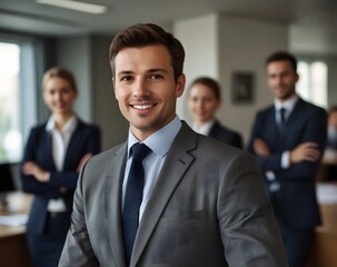 Business leader looking at camera in working environment