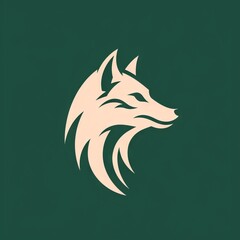 Simple fox head logo over green background