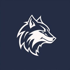 Wolf head logo over blue background