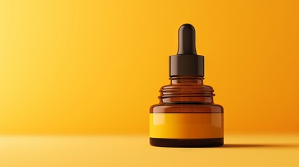 Glass Serum Bottles over Yellow Background