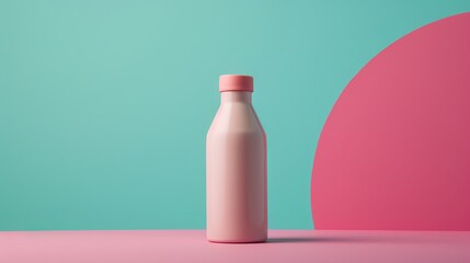 Pink Bottle on a Two-Tone Background