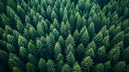 a wonderful landscape of a pine forest from a bird's eye view created by artificial intelligence