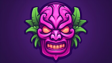 Tribal  Skull  mask  on Purple  color background