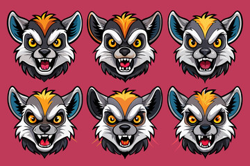 Fierce Lemur Head Icon Illustrations & Vectors