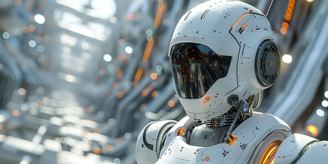 Fototapeta premium Innovative Robot in Business Technology: A Futuristic Scene