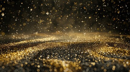 Golden Glitter Confetti Falling in Festive Celebration Close-Up