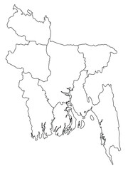 Outline of the map of Bangladesh