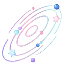 illustration of galaxy, A cute cartoon drawing of galaxy 