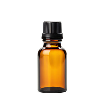 A small 10ml essential oil diffuser blank amber bottle on an isolated background