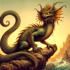 Obraz premium Grootslang, the mythical elephant-serpent, embodies ancient legends.