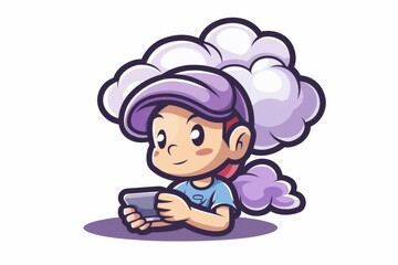 Boy playing video games with a cloud of smoke around his head - obrazy, fototapety, plakaty