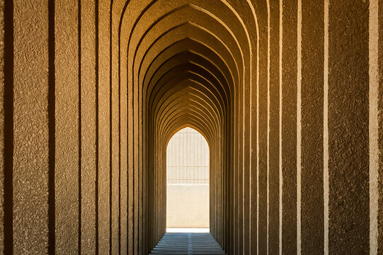 Frame within frame walkway in King Fahd University of petroleum and minerals - Dhahran Saudi Arabia.