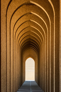 Frame within frame walkway in King Fahd University of petroleum and minerals - Dhahran Saudi Arabia.
