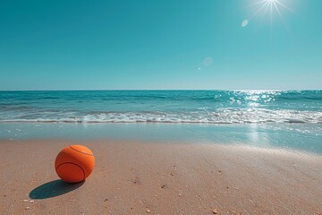 Fantasy vibrant beach paddleball game minimalistic style low detail playing under a clear sunny...
