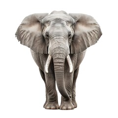 Graceful African Elephant Standing Tall Against Pristine White Background