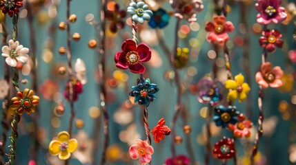strings of beads on wire that was bend and twist into blossoms, petals and leaves, DIY, 16:9
