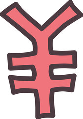 Obraz premium シンプルにデフォルメした手描きの赤い円マーク