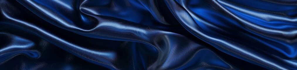Luxurious navy blue satin, with its rich folds and captivating shine, detailed in a shot that exudes exclusivity and elegance.