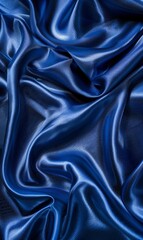 Obraz premium A cascade of navy blue silk, its texture highlighted by a subtle play of light, creates a vision of elegance and sophistication.
