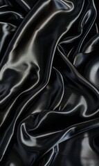 Fototapeta premium An elegant and smooth black silk fabric draped with soft shadows and highlights.
