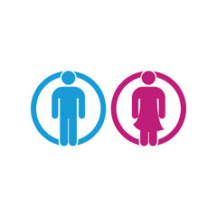 Two people in a circle, man and woman. Suitable for teamwork, partnership, communication, diversity, collaboration concepts in business presentations.