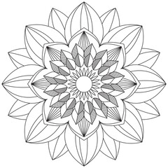 Leaf Flower Petal Coloring Mandala Art Simple Graphic Shape Vector Floral Oriental Outline Vintage Decorative Elements Pattern Illustration Islam Arabic Indian Turkish Mystic Religion Morals Lotus
