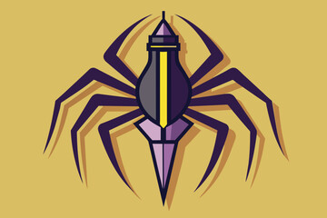 Spider-Shaped Pen Nib Icon, Front View