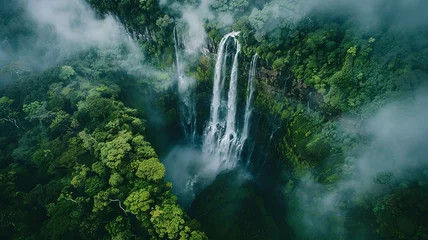  a wonderful landscape of a huge waterfall from a bird's eye view, a picture made by artificial intelligence © Sndor