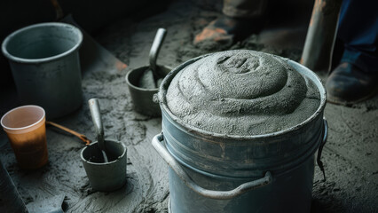 Photo bucket contain mixed cement