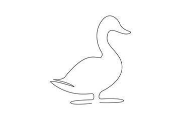 Duck continuous one line drawing of minimal out line art. Animal 
Pets love concept abstract drawing
