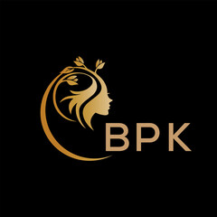 Fototapeta premium BPK letter logo. best beauty icon for parlor and saloon yellow image on black background. BPK Monogram logo design for entrepreneur and business. 