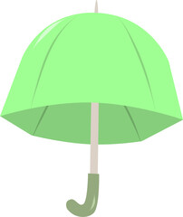 Green Umbrella. Open umbrellas. Various prints. Hand drawn colored Vector illustration. Flat style.