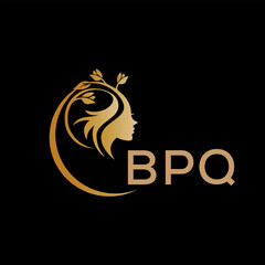 BPQ letter logo. best beauty icon for parlor and saloon yellow image on black background. BPQ Monogram logo design for entrepreneur and business.	
