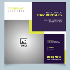 Car rental promotion social media post banner template
