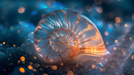 A nautilus shell glowing as a background