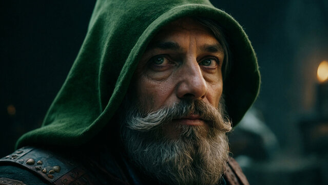 Bearded man in medieval dress