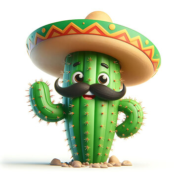 recommend clip art: a cartoon drawing of a robot with a mustache and a sombrero Cinco de Mayo Festival Cartoon Cactus Wearing Festive Hat for Cinco de Mayo Generative ai