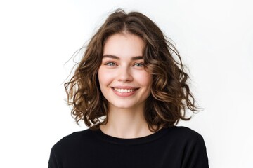 Casual Woman Smiling. Portrait of a Young Beautiful Woman Smiling Happily at Camera