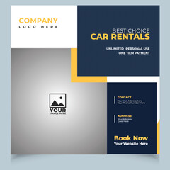 Rent a car banner for flyer and social media post template
